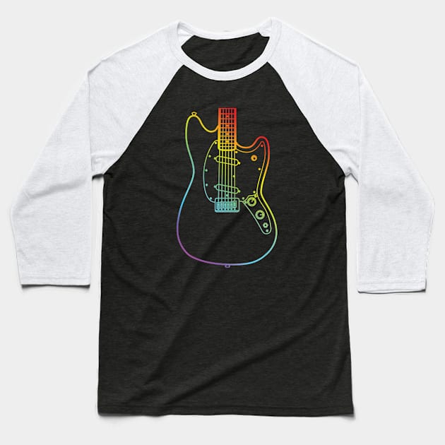 M-Style Offset Style Electric Guitar Body Colorful Outline Baseball T-Shirt by nightsworthy